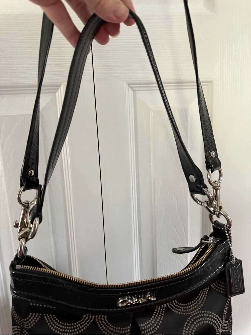 Coach Ashley Dotted Op Art Blk Sig C shoulder or crossbody bag - Picture 6 of 13